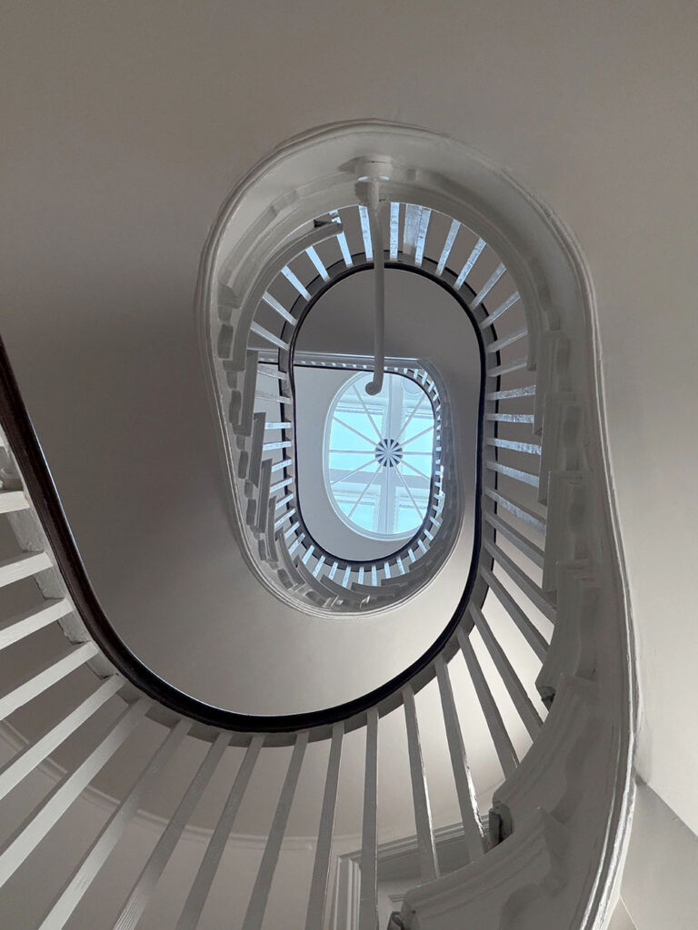 Interior stairwell and ceiling light